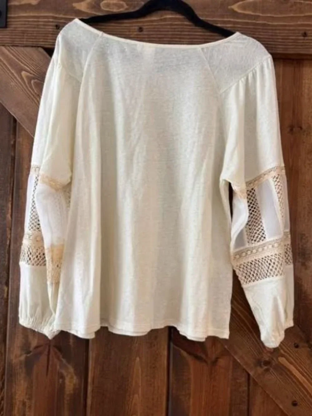 Guest Editor for Anthropologie | Linen Cotton Crocheted Sleeves Blouse M NWT